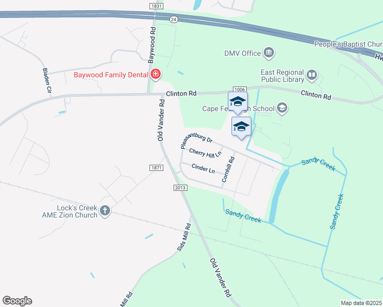 map of restaurants, bars, coffee shops, grocery stores, and more near 4210 Cherry Hill Lane in Fayetteville