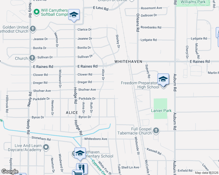 map of restaurants, bars, coffee shops, grocery stores, and more near 573 Dreger Avenue in Memphis