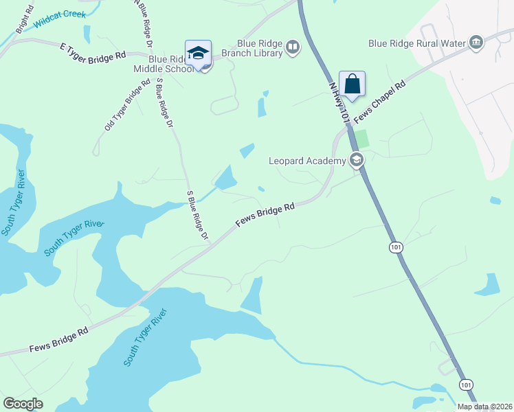 map of restaurants, bars, coffee shops, grocery stores, and more near 2452 Fews Bridge Road in Greer