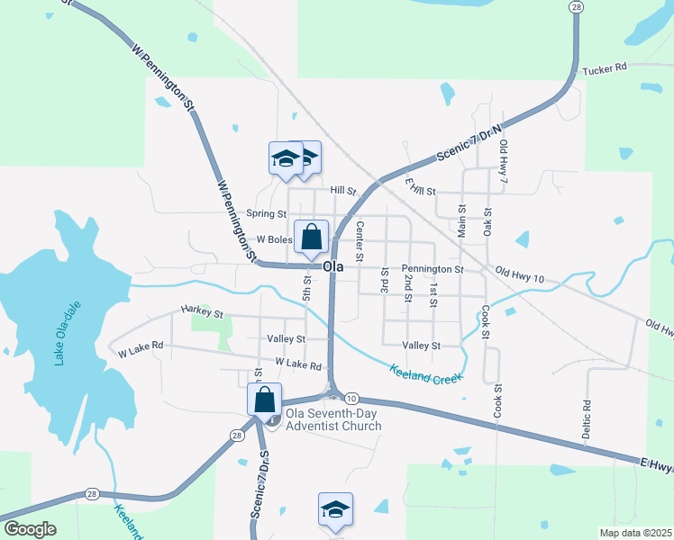 map of restaurants, bars, coffee shops, grocery stores, and more near in Ola