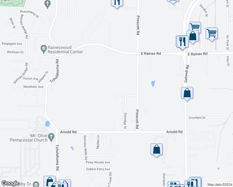 map of restaurants, bars, coffee shops, grocery stores, and more near 3516 Shemwell Avenue in Memphis