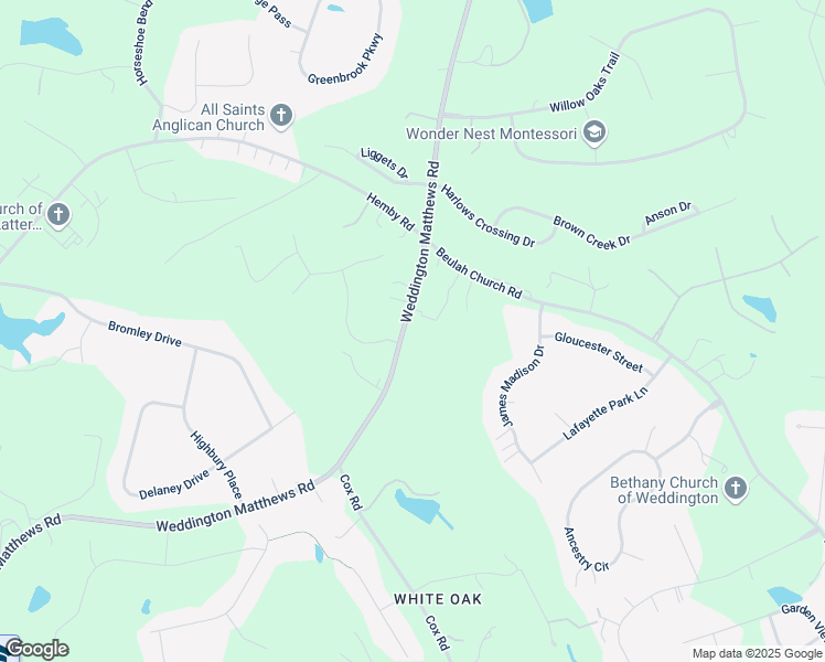 map of restaurants, bars, coffee shops, grocery stores, and more near 5608 Weddington Matthews Road in Weddington