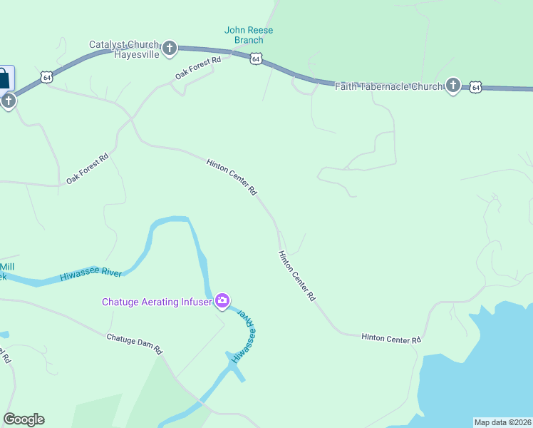 map of restaurants, bars, coffee shops, grocery stores, and more near 904-1050 Hinton Center Road in Hayesville