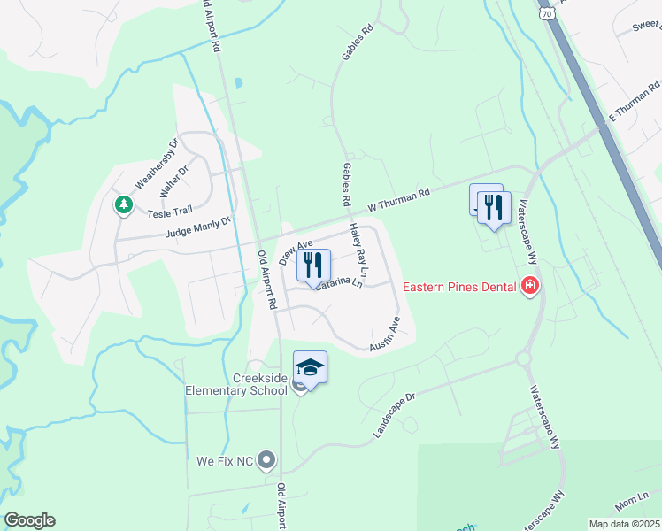 map of restaurants, bars, coffee shops, grocery stores, and more near 3113 John Willis Road in New Bern