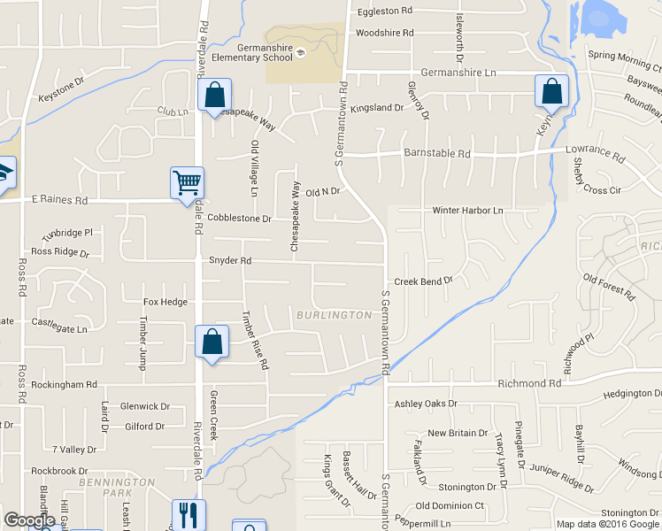map of restaurants, bars, coffee shops, grocery stores, and more near 7145 Snyder Road in Memphis