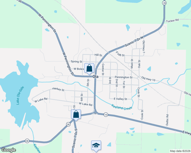 map of restaurants, bars, coffee shops, grocery stores, and more near in Ola