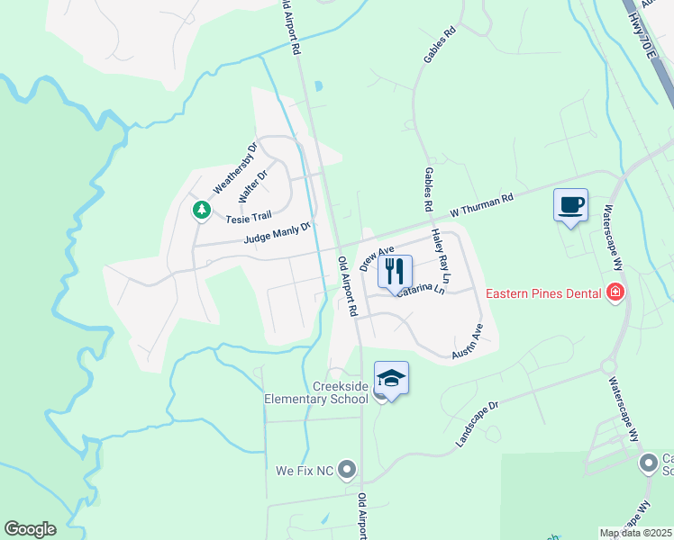 map of restaurants, bars, coffee shops, grocery stores, and more near 3100-3160 Old Airport Road in New Bern