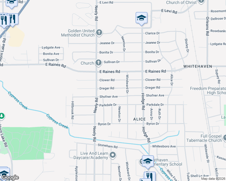 map of restaurants, bars, coffee shops, grocery stores, and more near 303 Dreger Road in Memphis