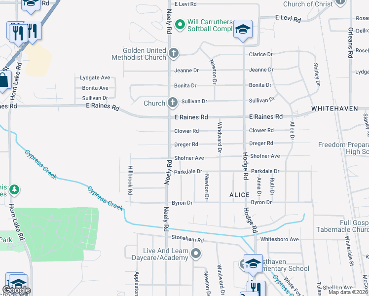 map of restaurants, bars, coffee shops, grocery stores, and more near 273 Dreger Road in Memphis