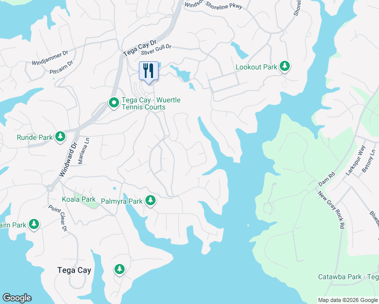 map of restaurants, bars, coffee shops, grocery stores, and more near 16161 Tana Tea Circle in Tega Cay