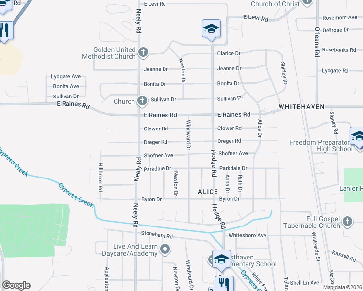 map of restaurants, bars, coffee shops, grocery stores, and more near 347 Dreger Road in Memphis