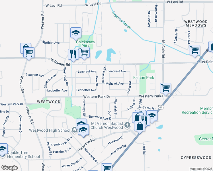 map of restaurants, bars, coffee shops, grocery stores, and more near 685 Mohawk Avenue in Memphis