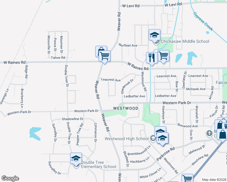 map of restaurants, bars, coffee shops, grocery stores, and more near 4255 Brookway Street in Memphis