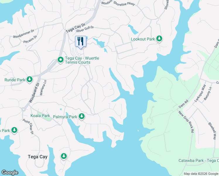 map of restaurants, bars, coffee shops, grocery stores, and more near 16161 Tana Tea Circle in Tega Cay