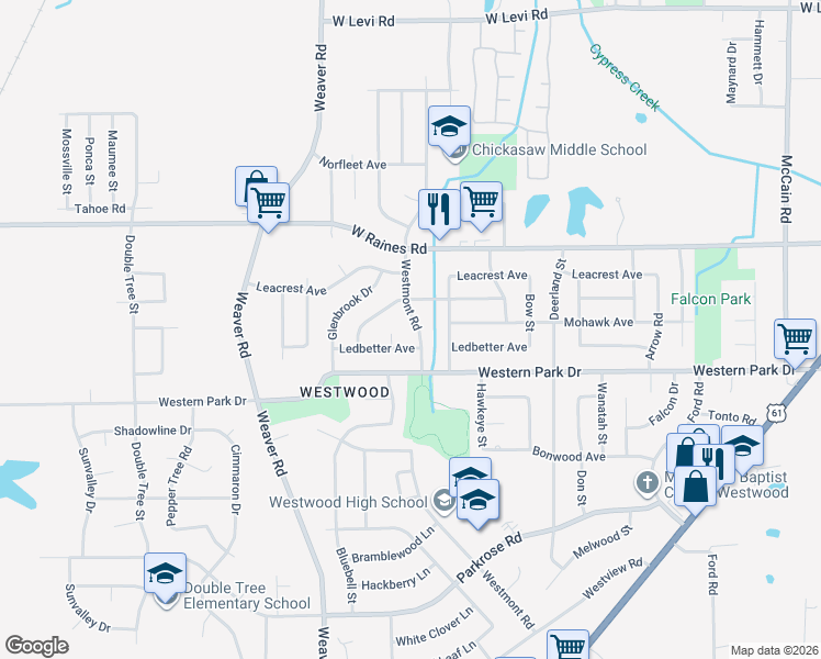 map of restaurants, bars, coffee shops, grocery stores, and more near 4249 Westmont Road in Memphis