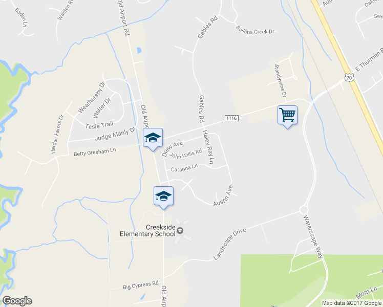 map of restaurants, bars, coffee shops, grocery stores, and more near John Willis Road in New Bern
