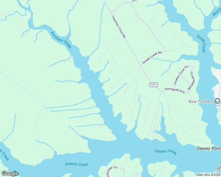 map of restaurants, bars, coffee shops, grocery stores, and more near 9525 Connie Cove Road in Oriental