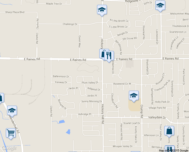 map of restaurants, bars, coffee shops, grocery stores, and more near 5862 Grassy Valley Drive in Memphis