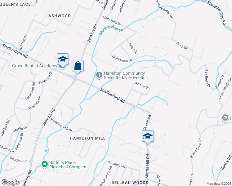 map of restaurants, bars, coffee shops, grocery stores, and more near 8015 Shallowford Road in Chattanooga
