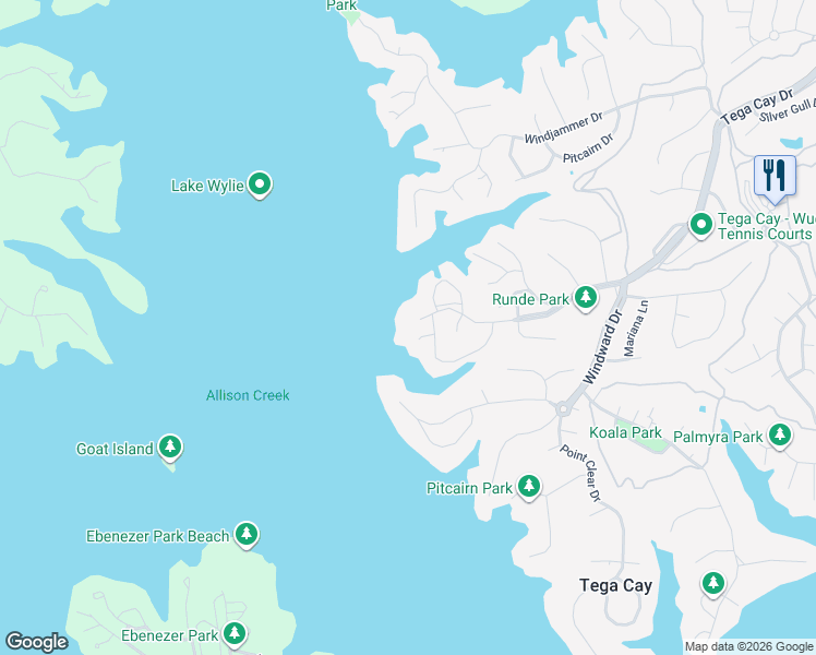 map of restaurants, bars, coffee shops, grocery stores, and more near 7001 Tega Cay Drive in Fort Mill