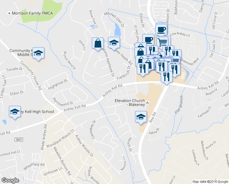 map of restaurants, bars, coffee shops, grocery stores, and more near 9907 Fallon Trace Avenue in Charlotte
