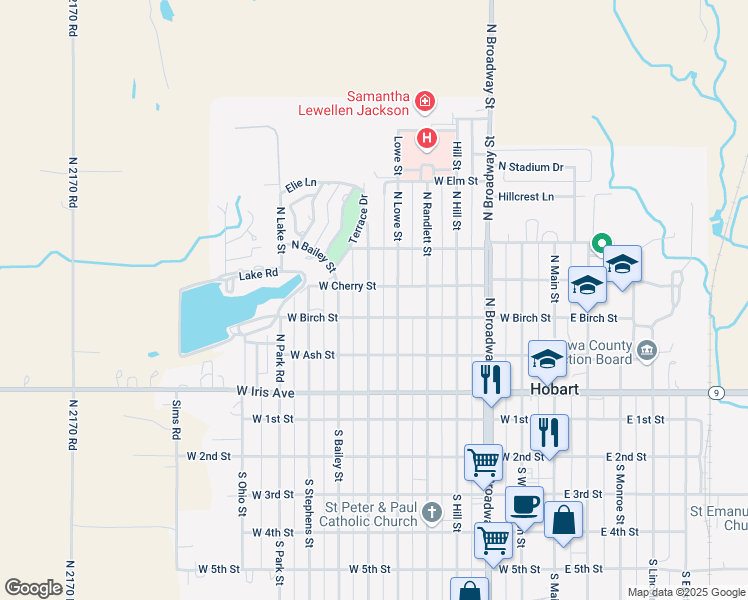 map of restaurants, bars, coffee shops, grocery stores, and more near 412 North Hitchcock Street in Hobart