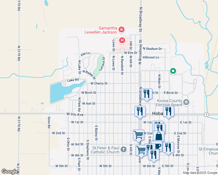 map of restaurants, bars, coffee shops, grocery stores, and more near 412 North Hitchcock Street in Hobart