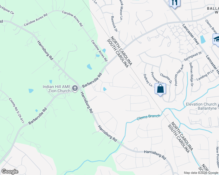 map of restaurants, bars, coffee shops, grocery stores, and more near 6913 Hunts Mesa Drive in Indian Land