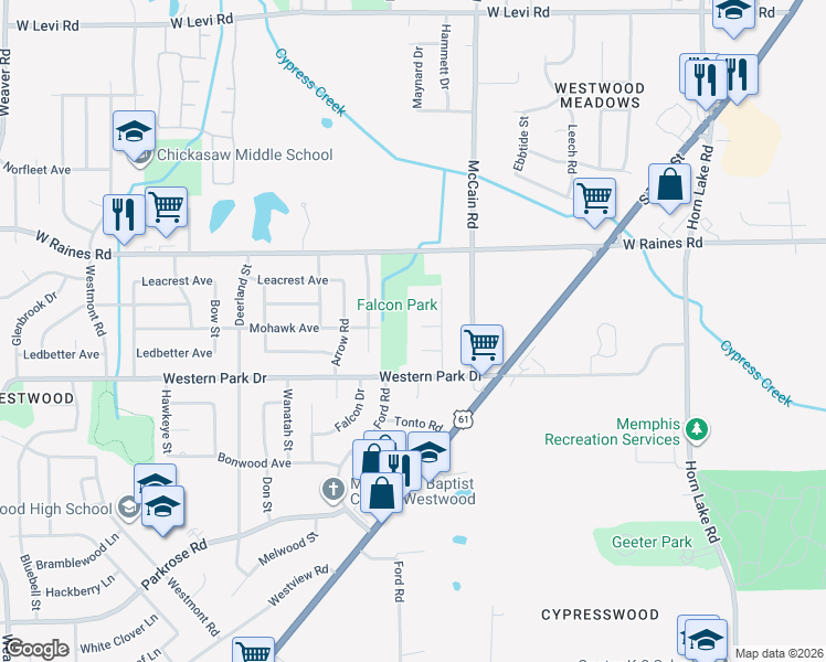 map of restaurants, bars, coffee shops, grocery stores, and more near 497 Tuton Cove in Memphis