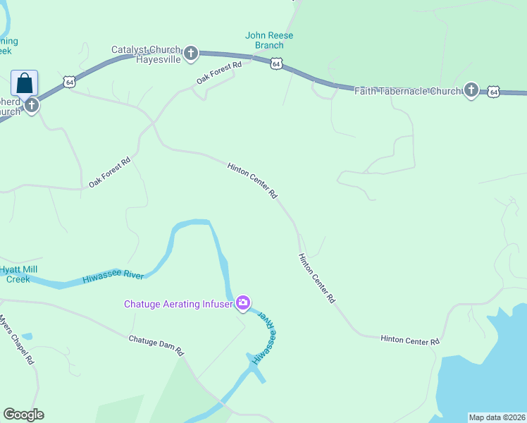 map of restaurants, bars, coffee shops, grocery stores, and more near 904 Hinton Center Road in Hayesville