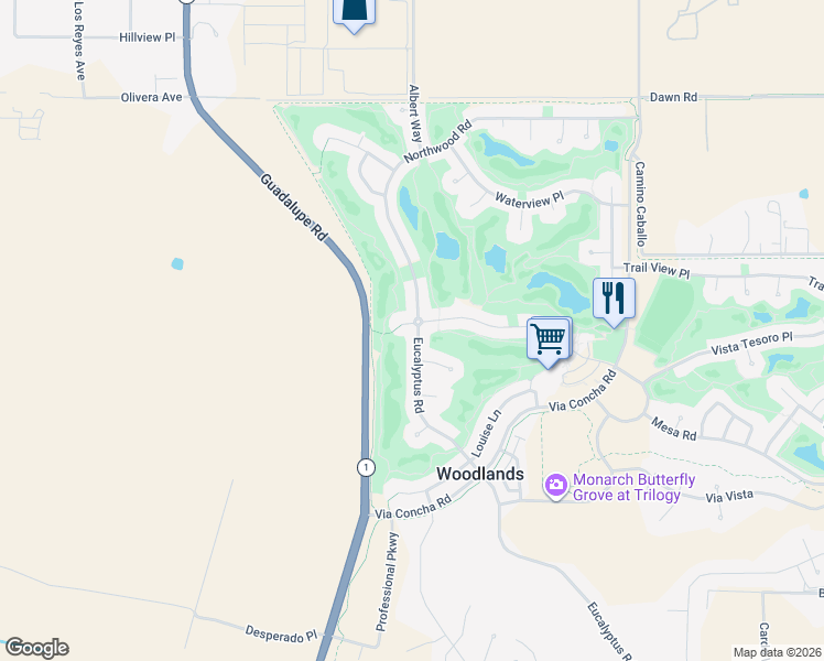 map of restaurants, bars, coffee shops, grocery stores, and more near 1783 Trilogy Parkway in Nipomo