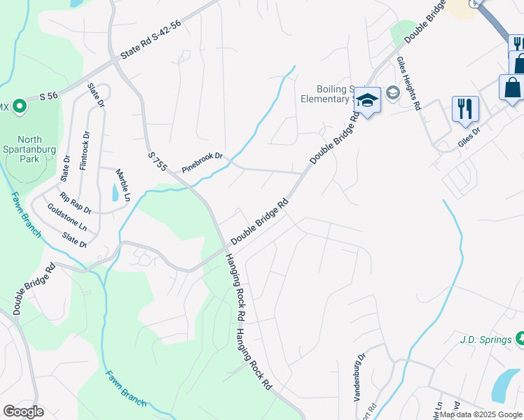 map of restaurants, bars, coffee shops, grocery stores, and more near 471 Double Bridge Road in Boiling Springs