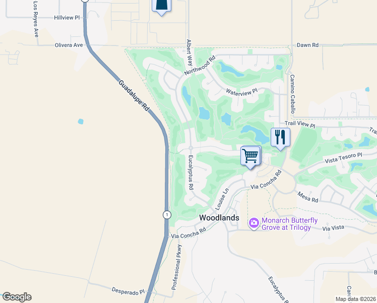 map of restaurants, bars, coffee shops, grocery stores, and more near 1783 Trilogy Parkway in Nipomo