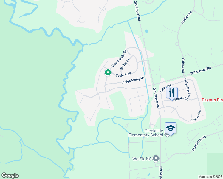 map of restaurants, bars, coffee shops, grocery stores, and more near 2710 Bettye Gresham Lane in New Bern