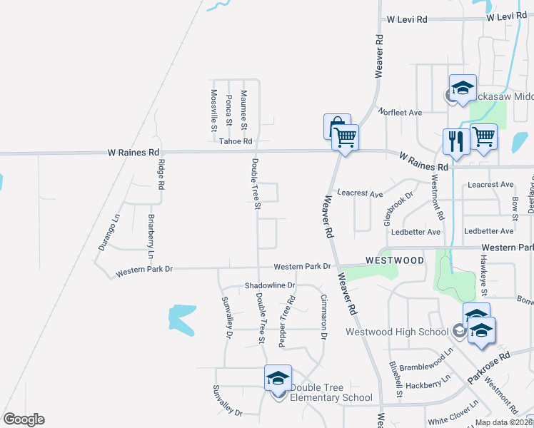 map of restaurants, bars, coffee shops, grocery stores, and more near 1175 Encanto Road in Memphis