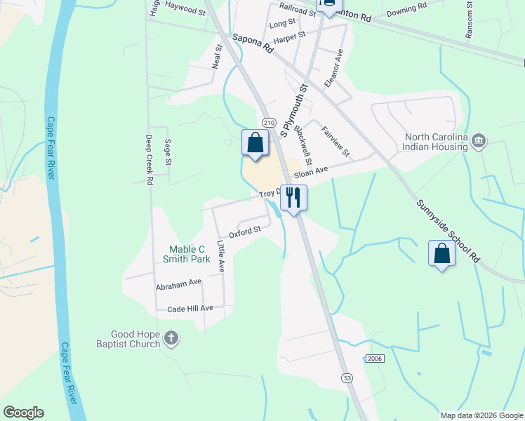 map of restaurants, bars, coffee shops, grocery stores, and more near 810 Griffin Street in Fayetteville