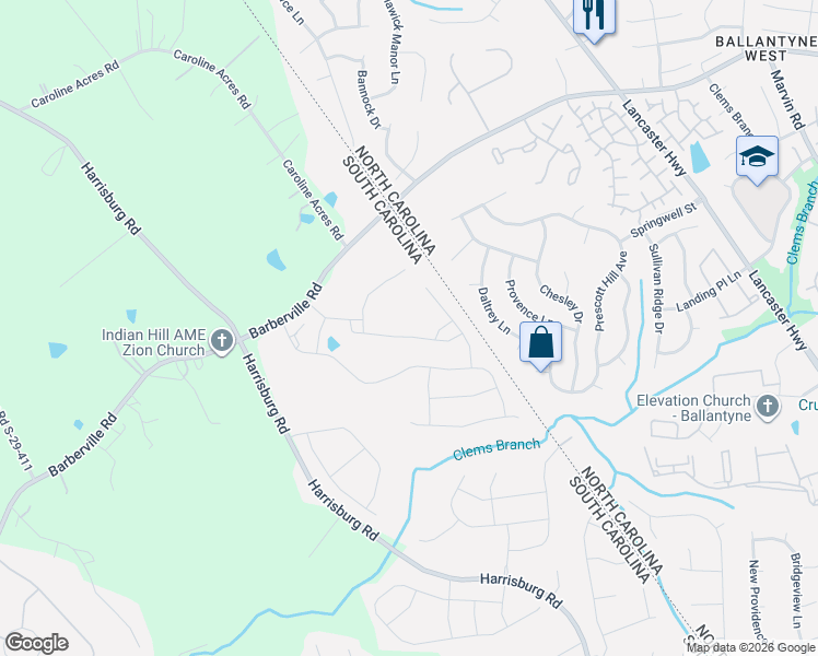 map of restaurants, bars, coffee shops, grocery stores, and more near 2318 Idol Rock Drive in Indian Land