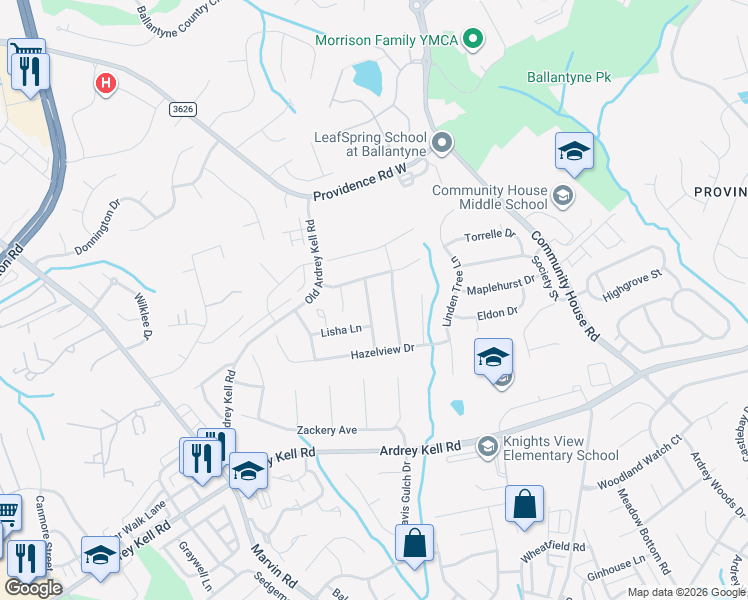 map of restaurants, bars, coffee shops, grocery stores, and more near in Charlotte