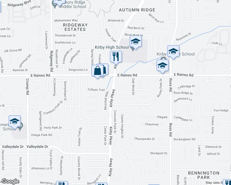 map of restaurants, bars, coffee shops, grocery stores, and more near 4235 Spring Leaf Lane in Memphis