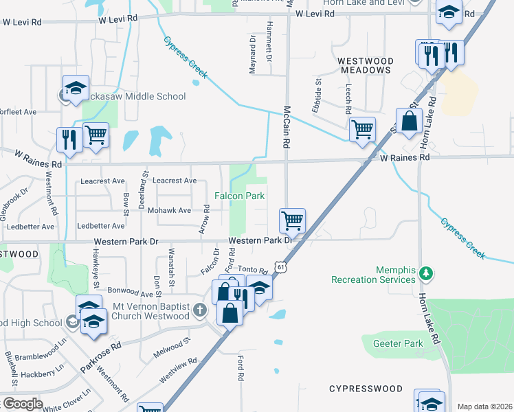 map of restaurants, bars, coffee shops, grocery stores, and more near 497 Tuton Cove in Memphis