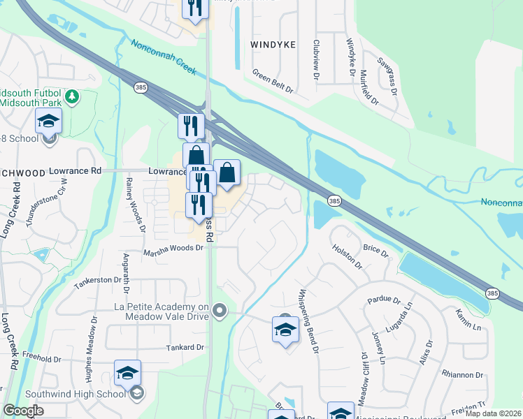map of restaurants, bars, coffee shops, grocery stores, and more near 4280 Hacks Cross Road in Memphis