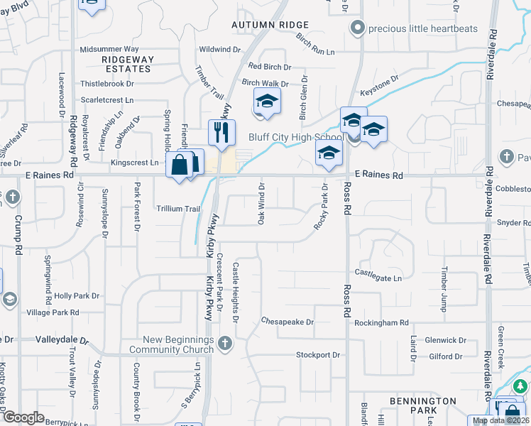map of restaurants, bars, coffee shops, grocery stores, and more near 6526 Frosty Leaf Drive in Memphis