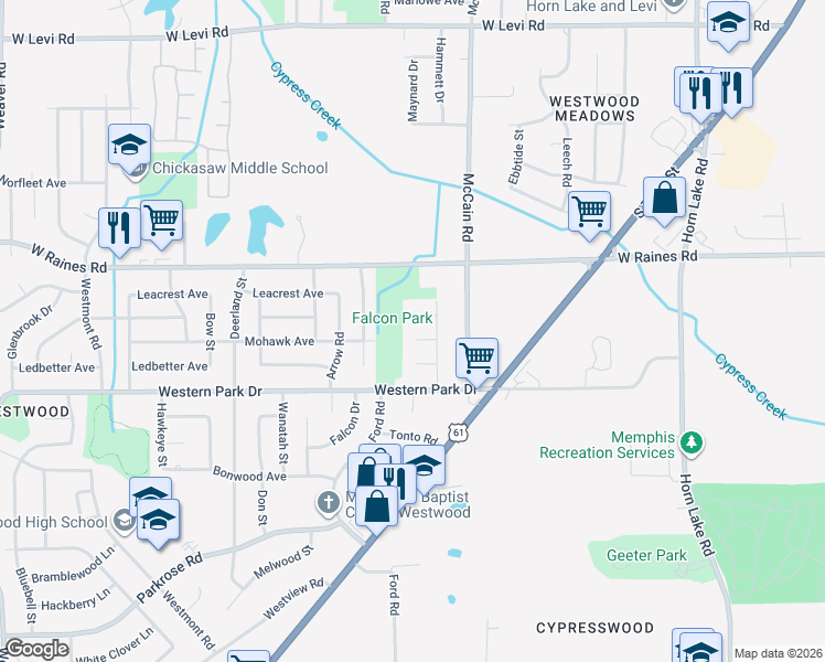 map of restaurants, bars, coffee shops, grocery stores, and more near 497 Tuton Cove in Memphis