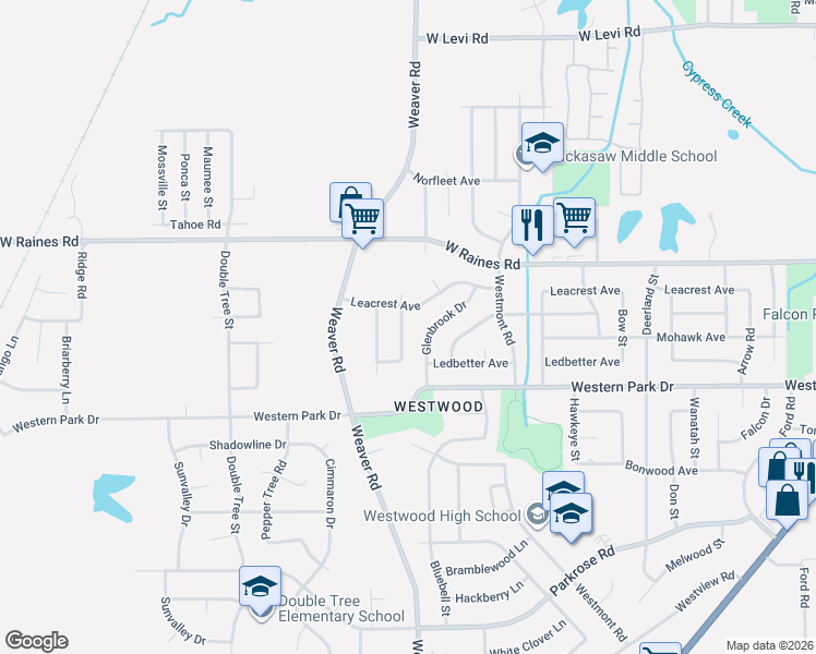 map of restaurants, bars, coffee shops, grocery stores, and more near 4255 Brookway Street in Memphis