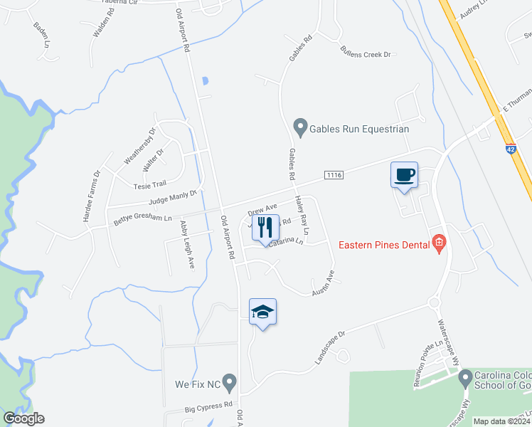 map of restaurants, bars, coffee shops, grocery stores, and more near 3119 Drew Avenue in New Bern