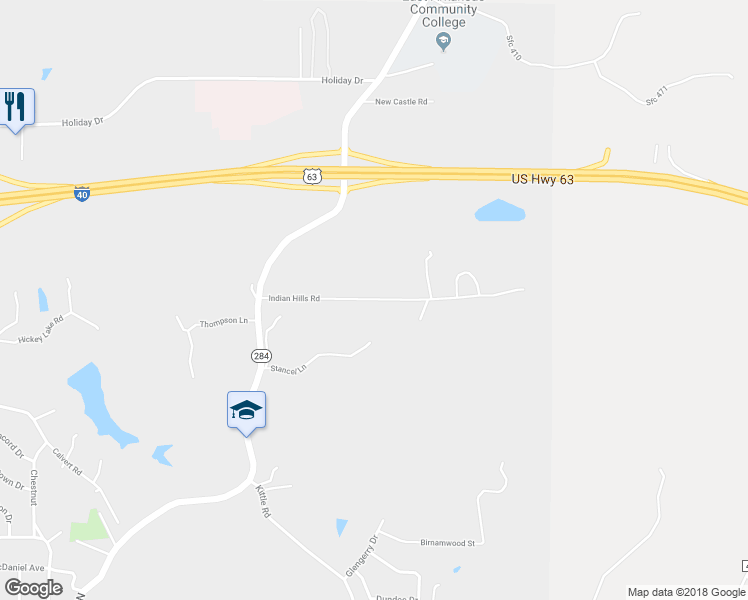 map of restaurants, bars, coffee shops, grocery stores, and more near Indian Hills Road in Forrest City