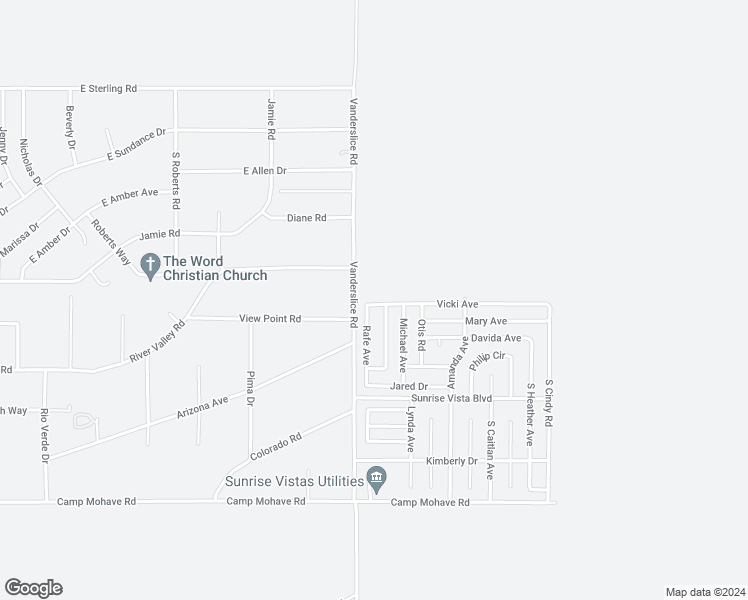 map of restaurants, bars, coffee shops, grocery stores, and more near 2527 Vicki Avenue in Fort Mohave