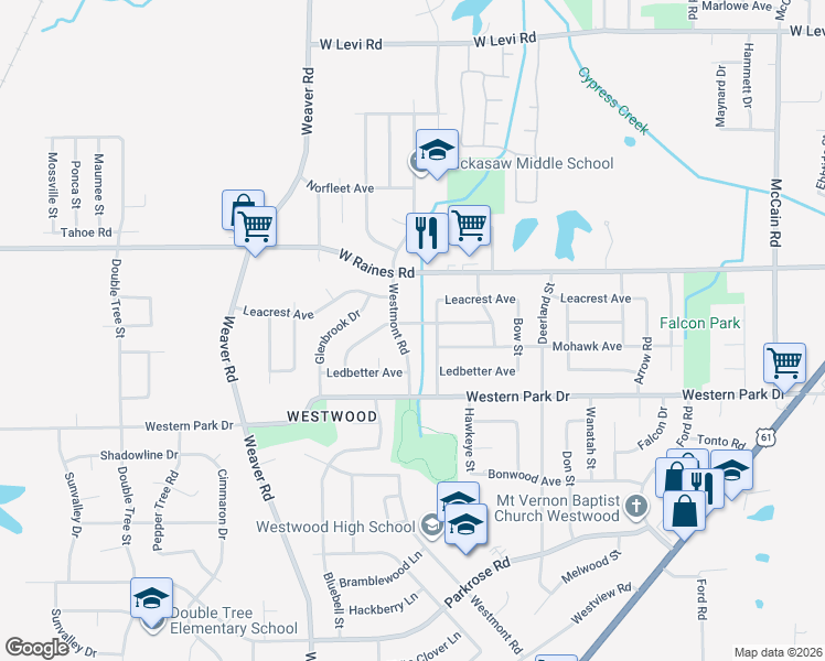 map of restaurants, bars, coffee shops, grocery stores, and more near 4210 Westmont Road in Memphis