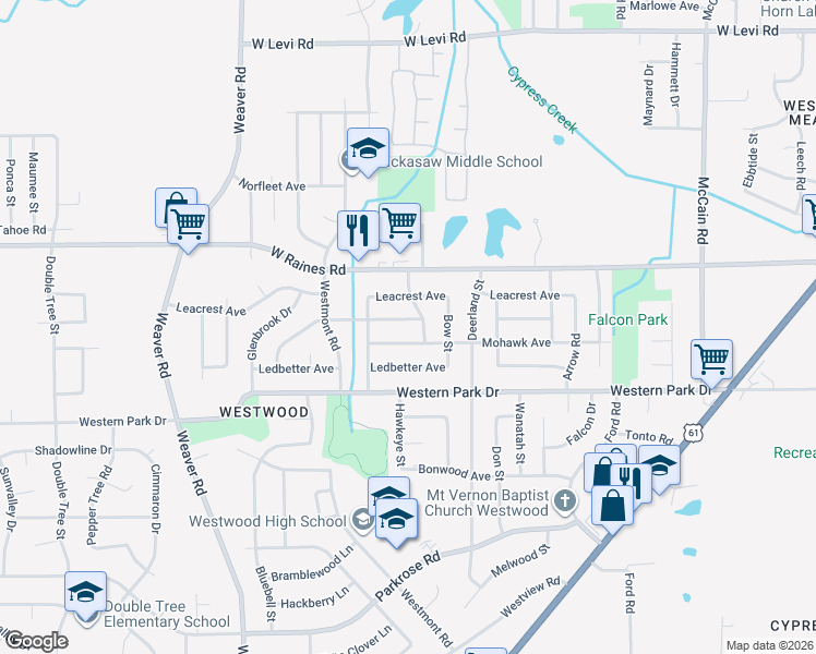 map of restaurants, bars, coffee shops, grocery stores, and more near 4197 Warbonnet Street in Memphis