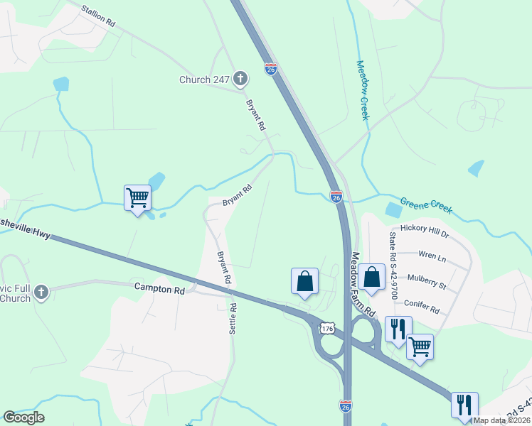 map of restaurants, bars, coffee shops, grocery stores, and more near 12162 Lansbury Drive in Boiling Springs